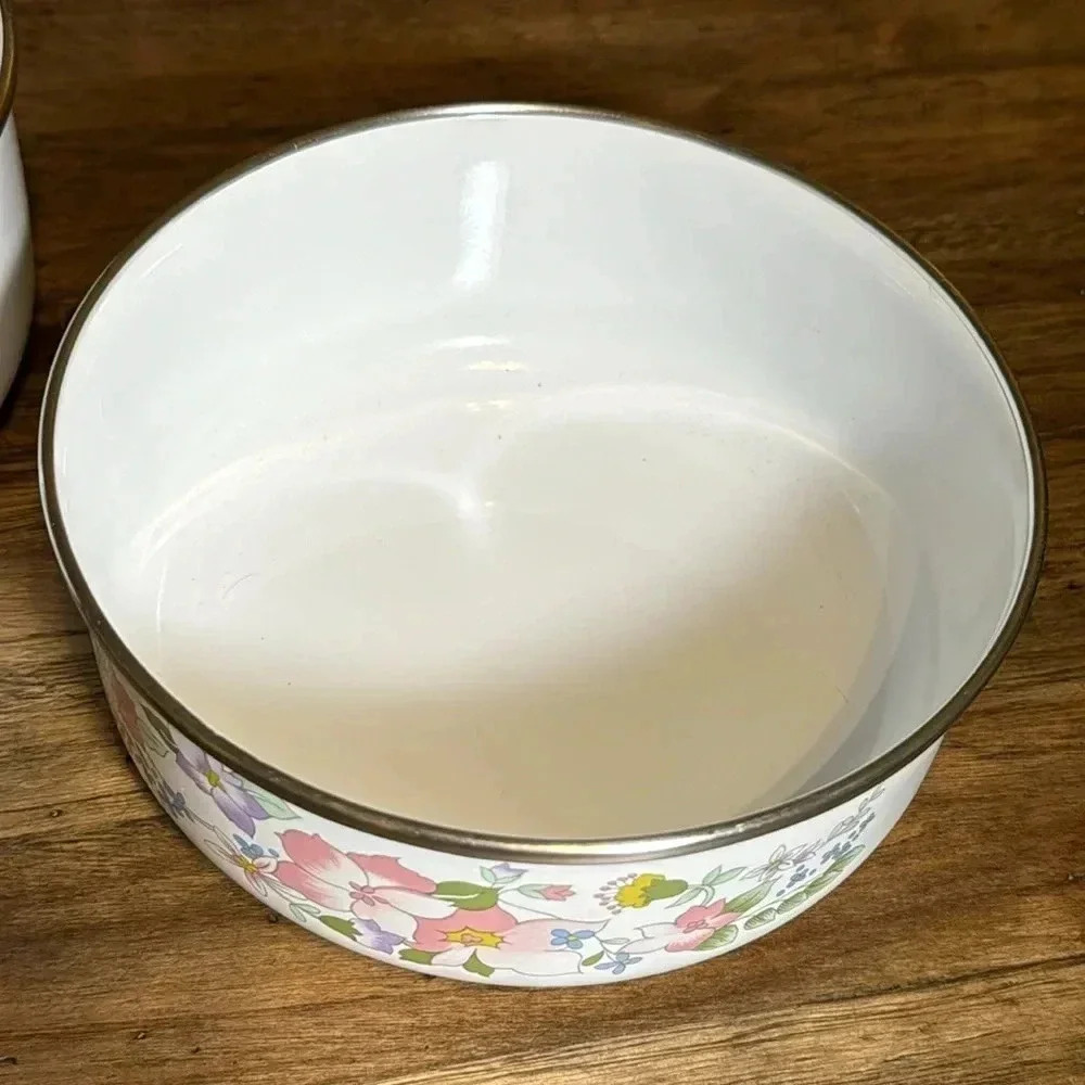 VTG Kobe Mixing Bowl Set of 3 Floral Pastel Enamel Nesting Flower Bowls JcPenny - Picture 7 of 16